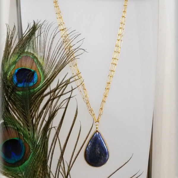 Milano Long Necklace with Teardrop Stone