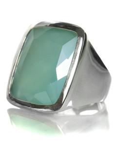 Large Capri Flat Square Cocktail Ring Aqua Chalcedony