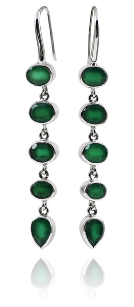 Geometric 5 Stone Drops Green Onyx