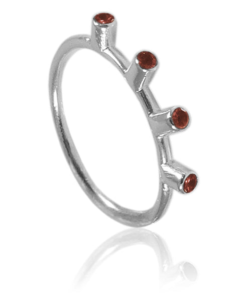 Single Stack Jaipuri Ring with Stones Garnet