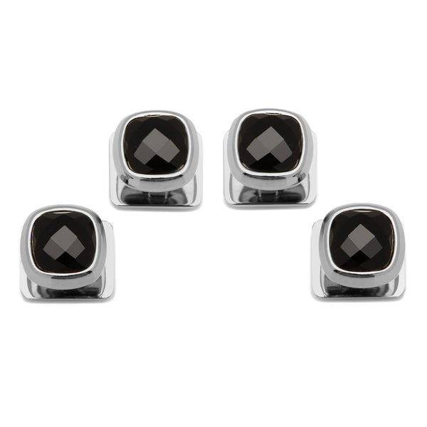 Faceterd Onyx Cushion Stud Set