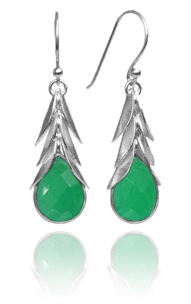Brazilian Leaf Stone Drops Green Onyx