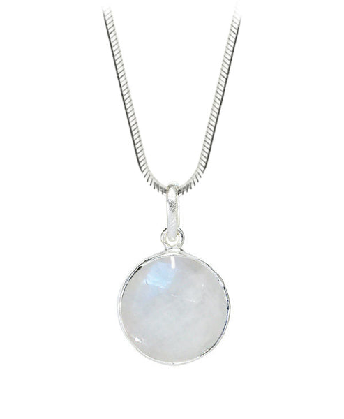 Arabesque Round Cutout Pendant White Moonstone