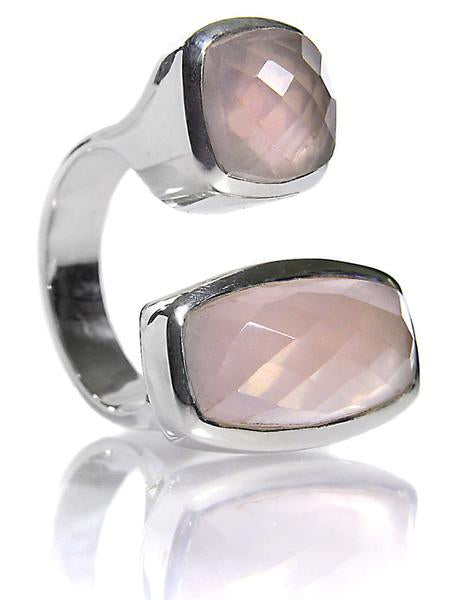 Two Stone Non-Connect Ring Rose Quartz