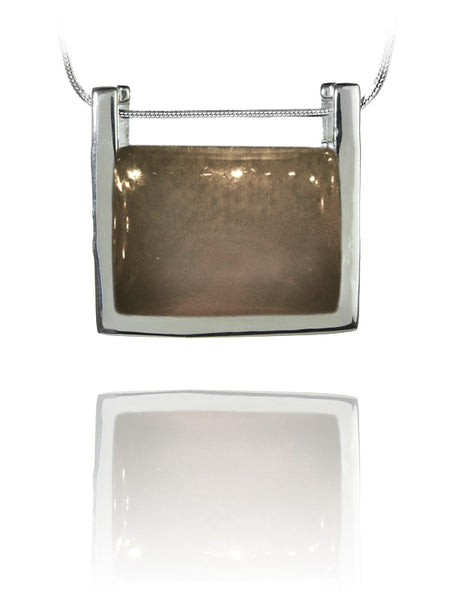 Rectangular Italian Stone Pendant Smokey Quartz