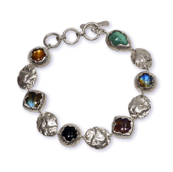 Golden Dome Bracelet Multi Stones
