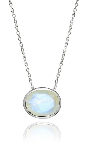 Floating Oval Pietra Necklace White Moonstone