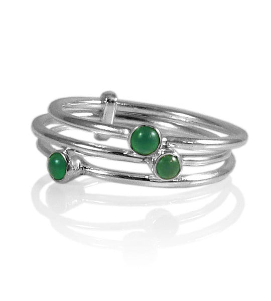 Gaudi Three Stack Ring Green Onyx