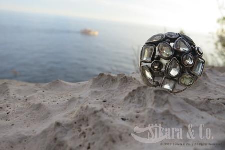 Gaudi Mosaic Cocktail Ring Green Amethyst and Lemon Topaz