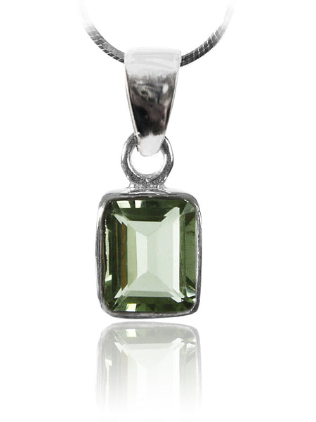 Small Rectangular Pendant Green Amethyst