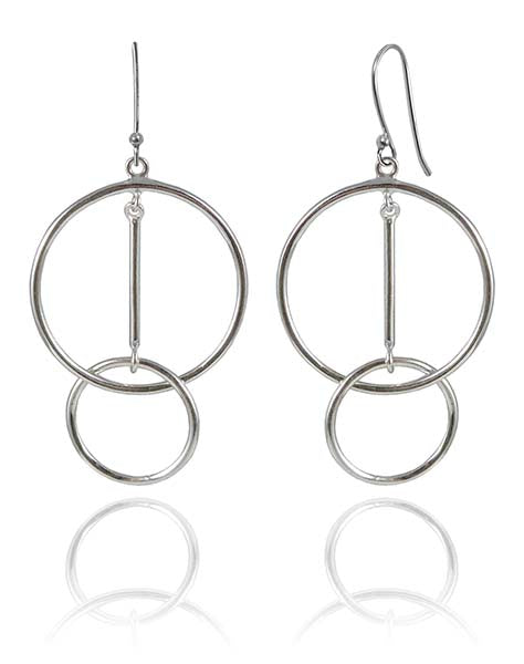 Big Circle with Dangling Interlocking Mini Circle Earrings