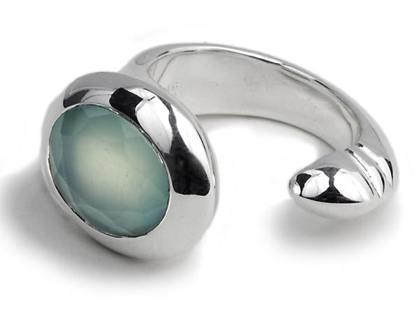 Oval Maidan Ring Aqua Chalcedony