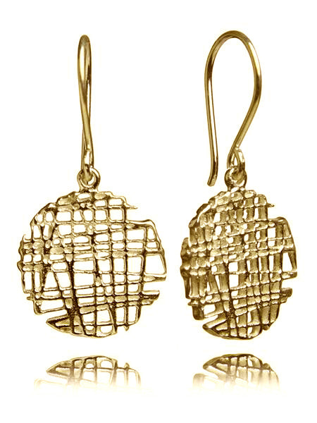 18K Gold Plated Indian Linen Circle Earrings