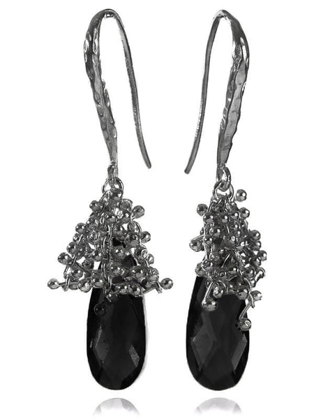 Oblong Burst Earrings Black Onyx