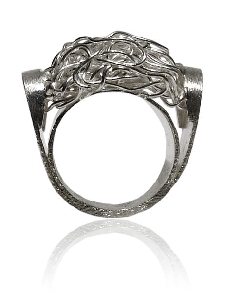 Criss Cross Ring with Brushed Band