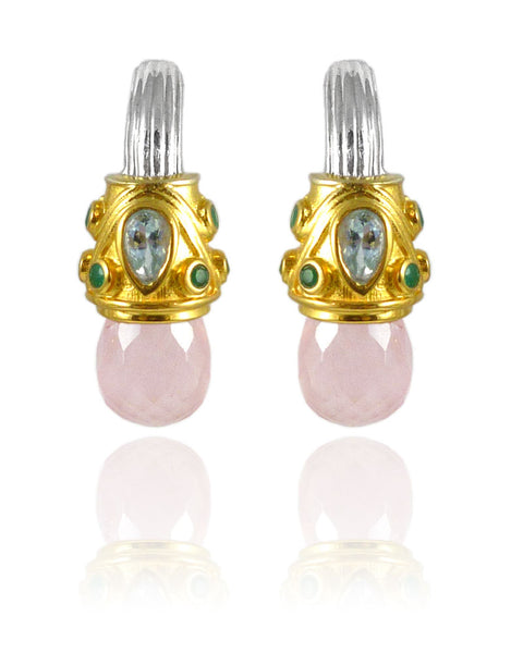 Serpentine Studs Rose Quartz