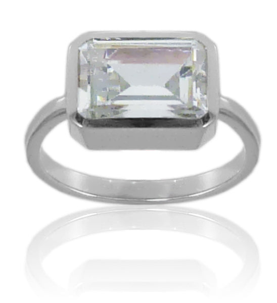 Small Rectangular Ring Clear Quartz