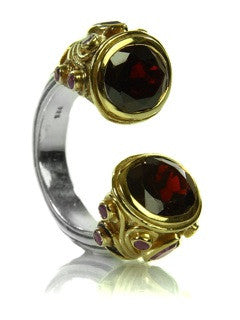 Large Serpentine Open Stone Ring Garnet 5
