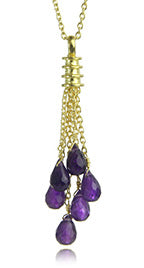 18K Gold Plated Uva Milano Lariat Amethyst