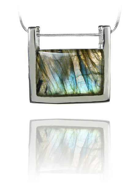 Rectangular Italian Stone Pendant Labradorite
