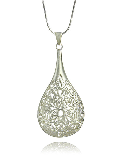 Large Arabesque Filigree Teardrop Pendant