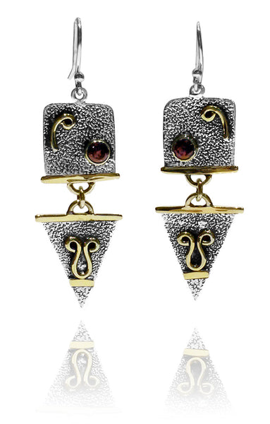 Tel Aviv Geometric Earrings - Garnet