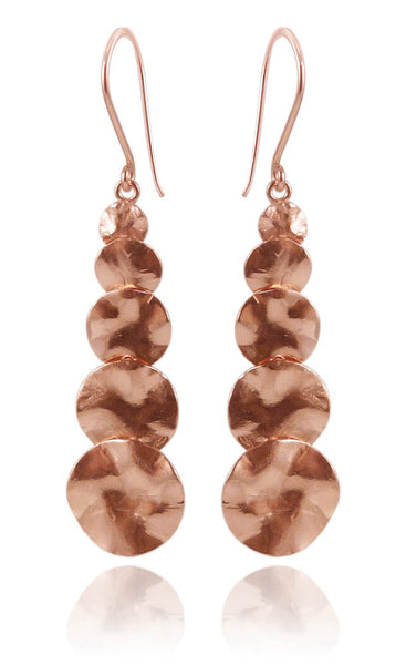 Rose Gold Plated Mexican Hat Dangle Disc Earrings