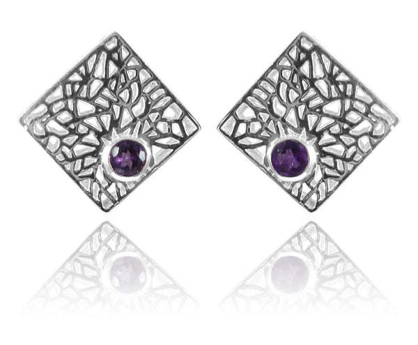 Mosaic Square Earrings Amethyst