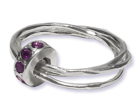 Gaudi Pointalism Square Cocktail Ring Amethyst