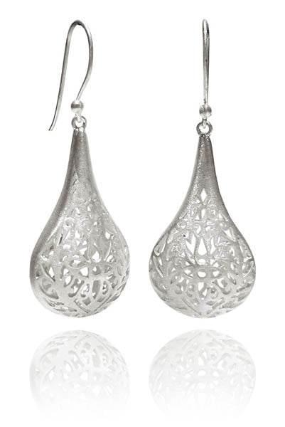 Filigree Tear Drop Dimensional Earrings