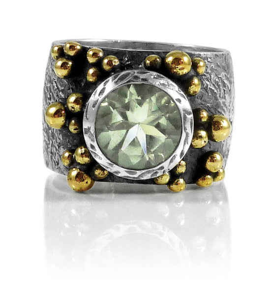 Haifa Garden Ring with Stone Green Amethyst