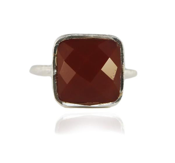 Capri Large Stackable Square Ring Carnelian