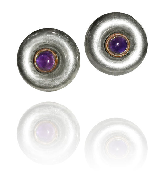 Silver Copper Tel Aviv Stone Studs Amethyst