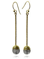 Milano 18-Kt Gold Plated Long Drops (Black Rutile Quartz)