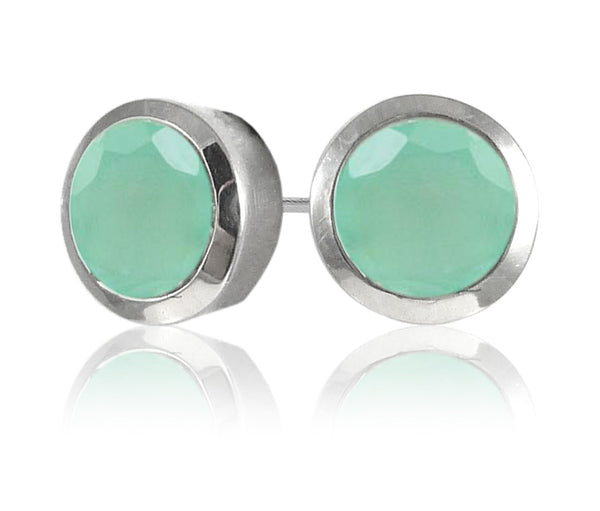 Gaudi Gemstone Studs Aqua Chalcedony