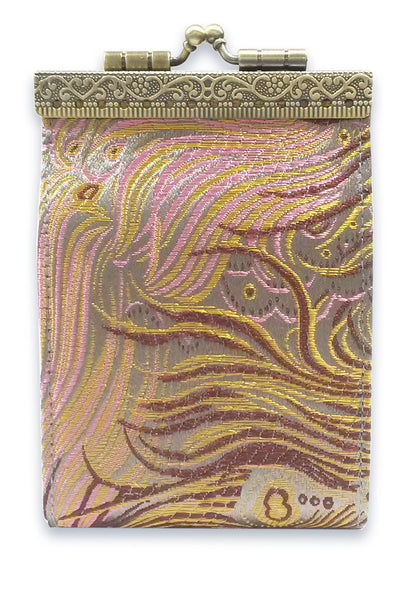 Cathayana Card Holder Grey/Brown, Pink Peacock