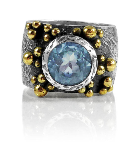 Haifa Garden Ring with Stone Blue Topaz