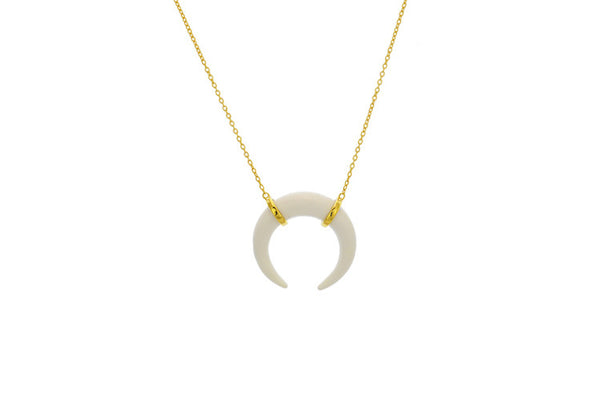 White Double Horn Necklace