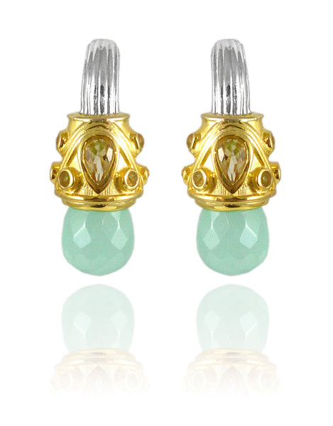 Serpentine Studs Aqua Chalcedony