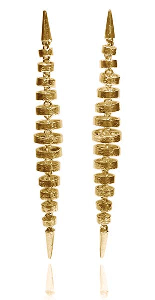 Gold Plated Brazilian Concentric Seed Leaf Earrings