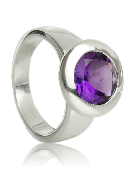Barcelona Gaudi Circle Classic Stone Ring Amethyst
