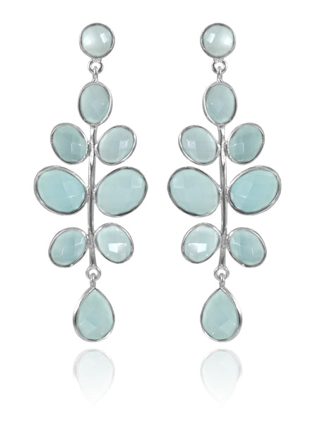 Budding Branch Earrings Aqua Chalcedony