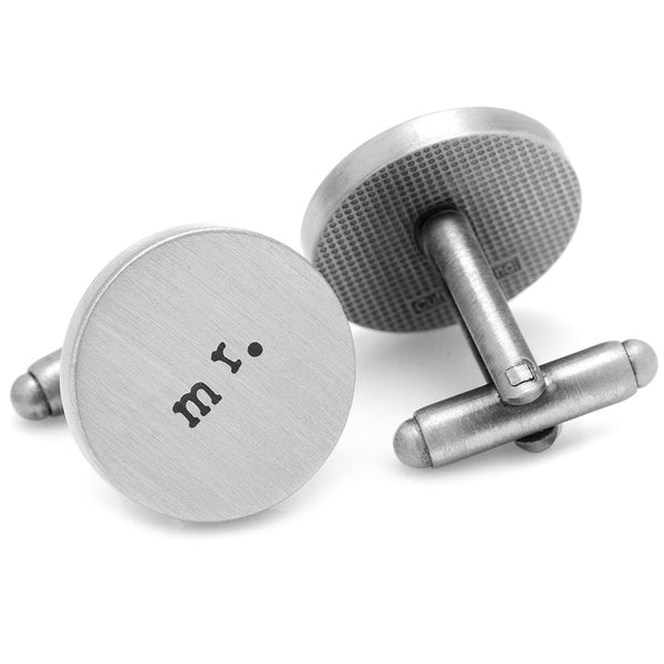 Wedding Series Silver Mr. and Mrs. Cufflinks