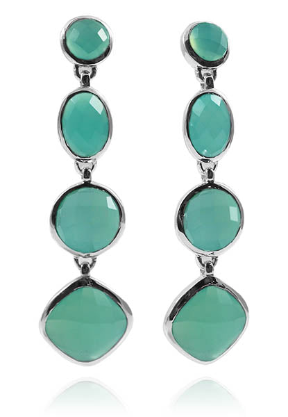 Four Geometric Drop Earring Aqua Chalcedony