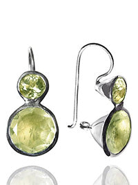 Large Jaipuri Two Stone Drop Earrings Lemon Topaz