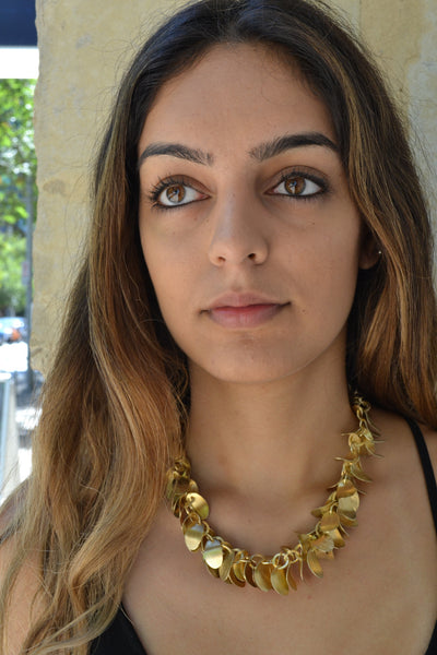 18K Vermeil Full Brushed Leaf Necklace