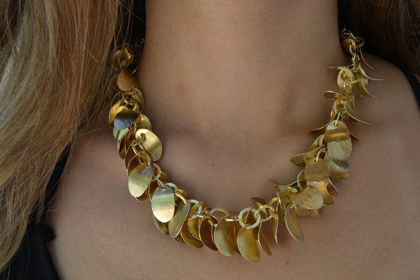 18K Vermeil Full Brushed Leaf Necklace