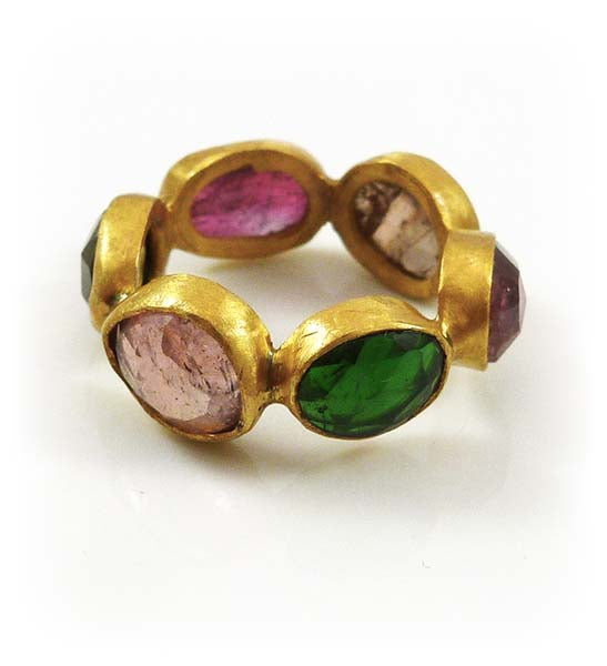 Cobblestone Ring Mixed Tourmaline 5.5