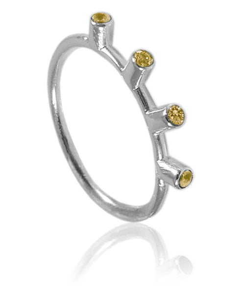 Single Stack Jaipuri Ring with Stones Citrine