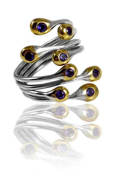 Peacock Feathers Ring Iolite